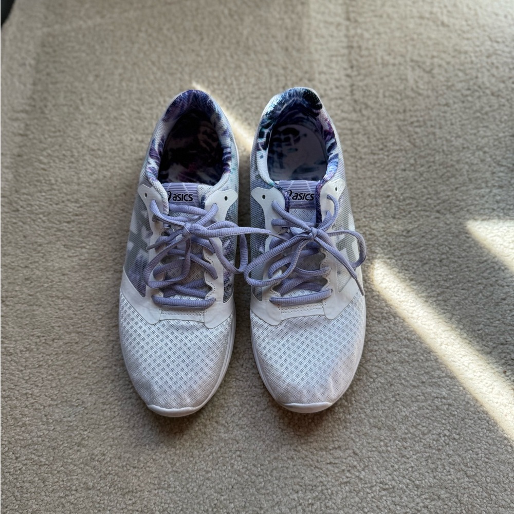 Asics White and Purple Running Shoes